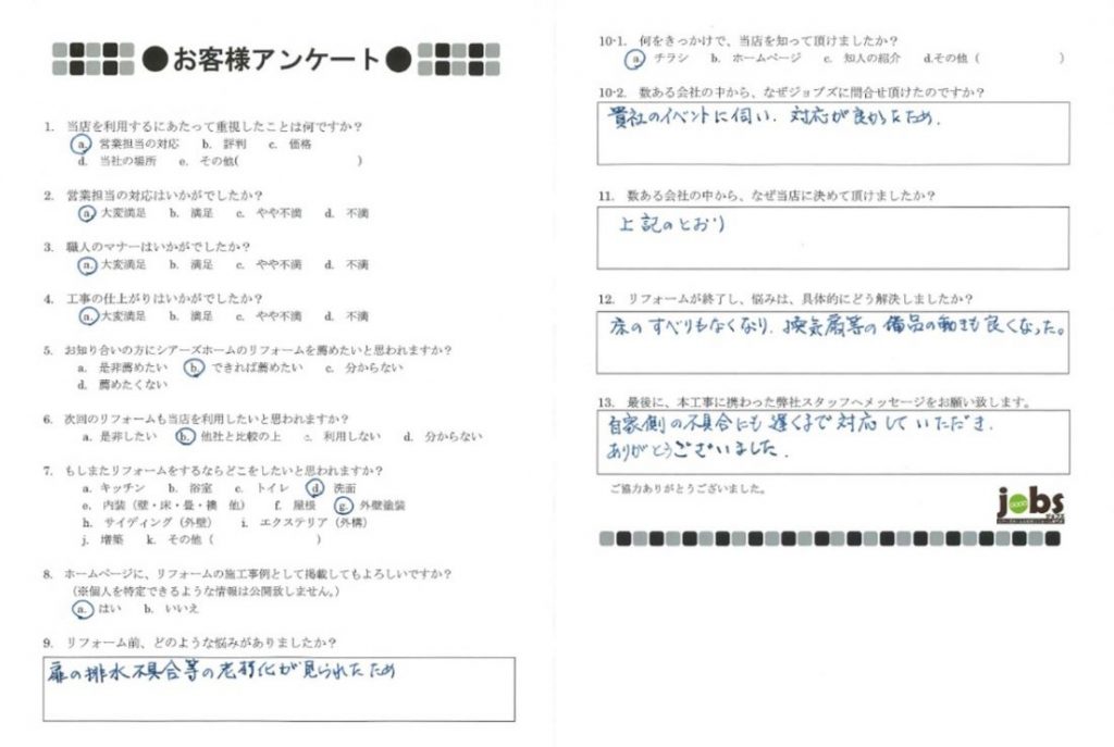 床の滑りもなくなり、換気扇の備品の動きも良くなりました!